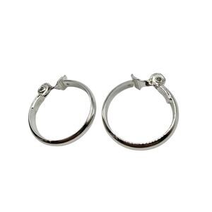 Hoop Earrings Signed TJG The Jewelry Group Women Silver Tone Chrome Like Finish